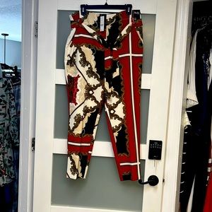 Maxi pants from NYC a rich burgundy red capri style pants with loop belts